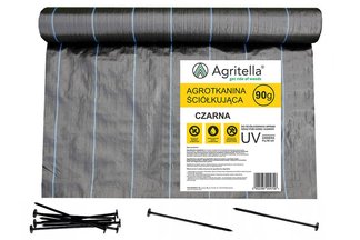 Agrotkanina czarna Agritella 2,7x50m 90g + szpilki 50szt