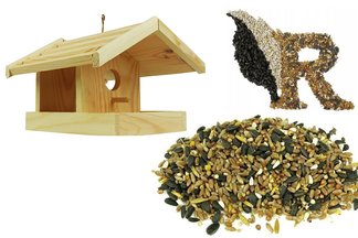 Drewniany karmnik dla ptaków Ptasia Biesiada™ + pokarm zimowy 1 kg Standard