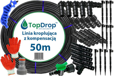 Linia kroplująca Top Drop (wąż kroplujący) z kompensacją 50mb 2l/h 33cm + 34szt. akcesoriów